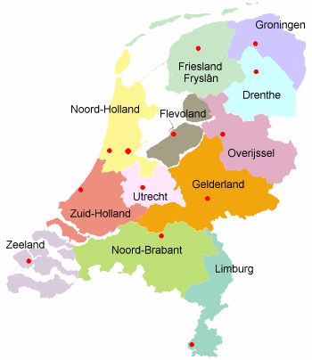 Les différentes provinces des Pays-Bas